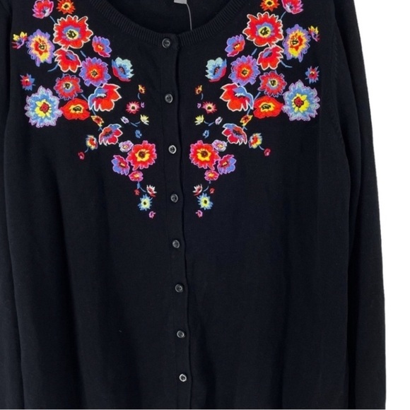 Floral Embroidered Button Up Coastal Grandma CareerWear Feminine Cardigan 18/20 - Picture 7 of 16